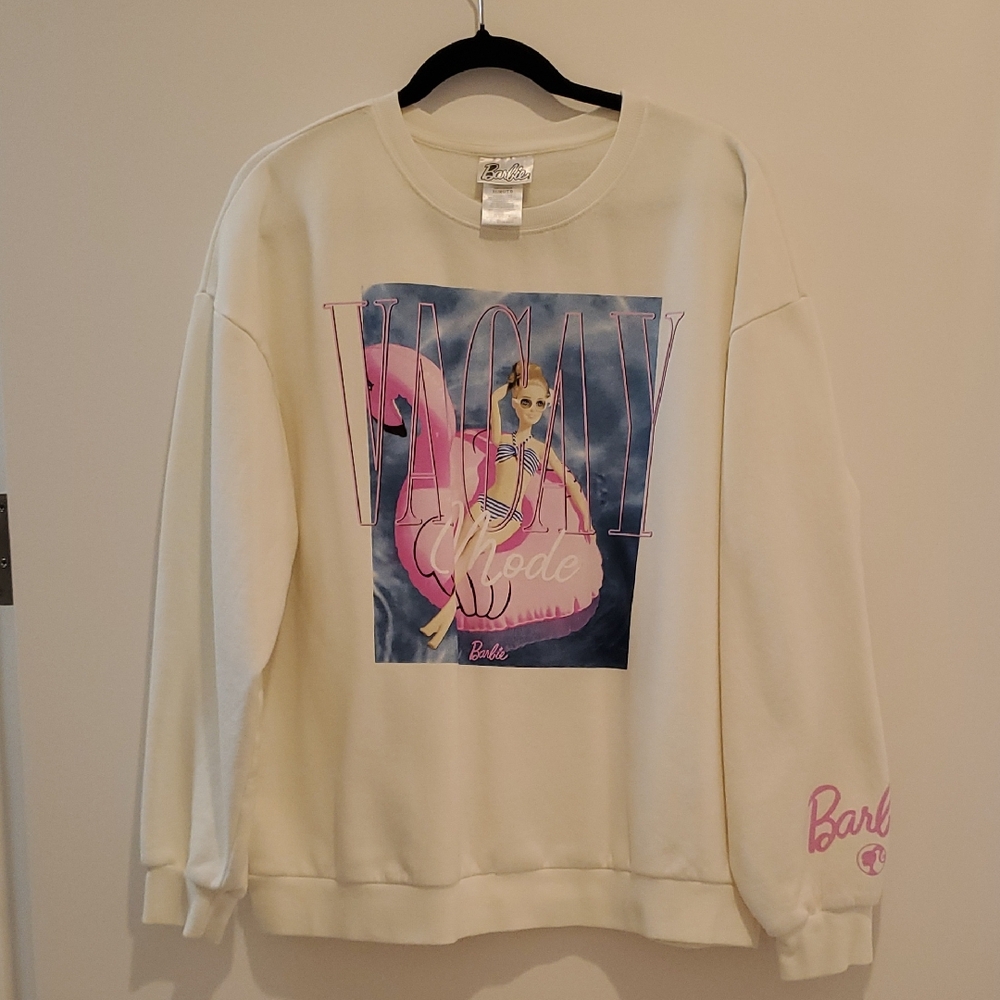 Barbie White Sweater with Pink Graphic